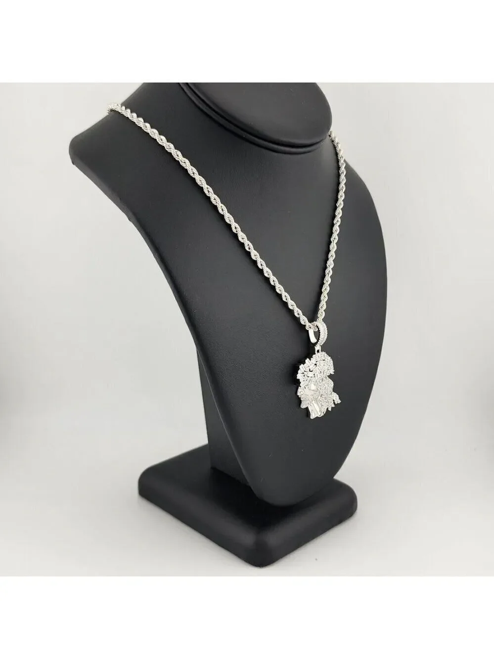 Brand New Sterling Silver 925 Jesus Side Face Necklace